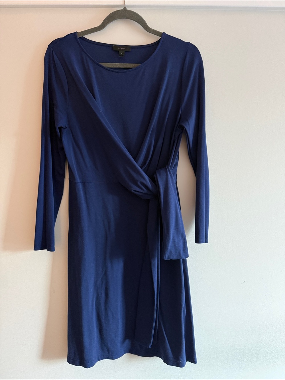 J. Crew Deep Blue Long-Sleeve Wrap Tie Dress
